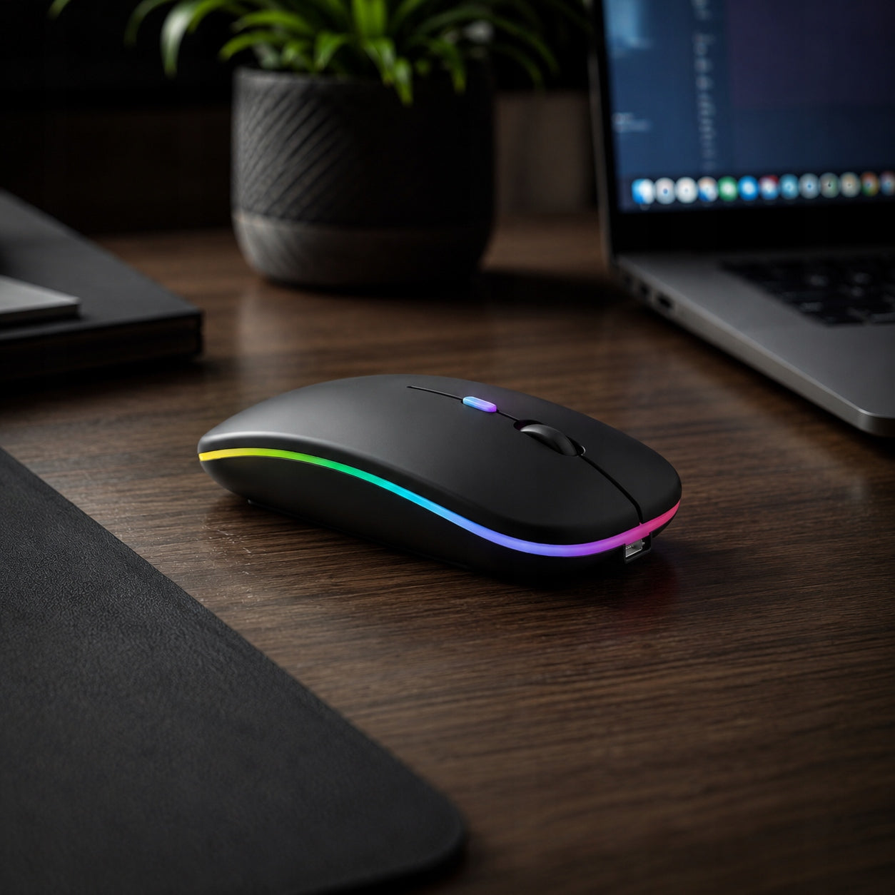 Mysz bezprzewodowa RGB LED Bluetooth czarna - GAMINGOWA PRO WIRELESS AKUMULATOROWA USB DO LAPTOPA PC