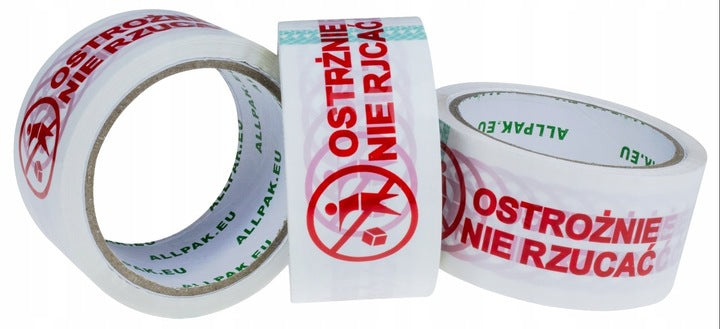 Taśma PAKOWA klejąca "OSTROŻNIE NIE RZUCAĆ"
