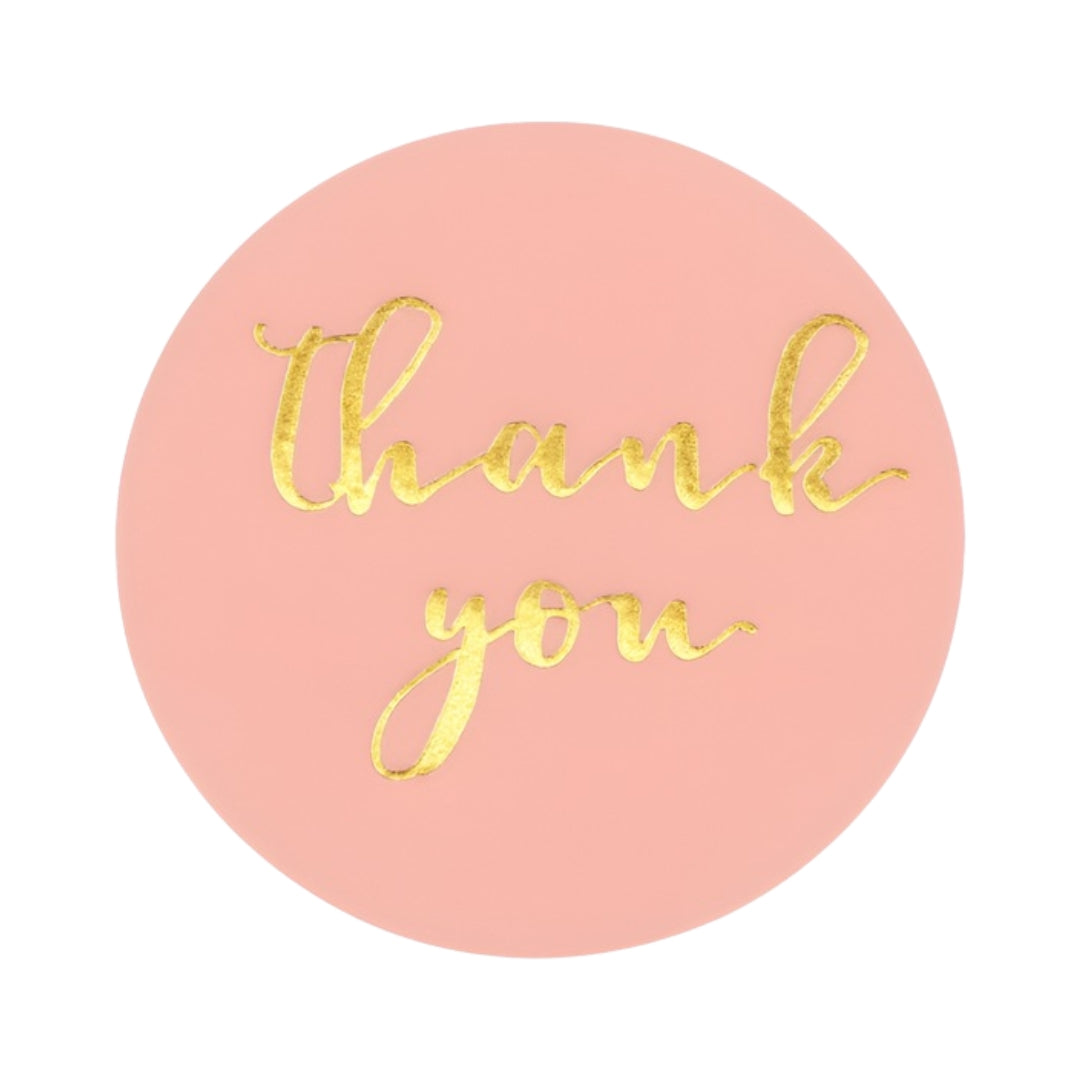 Naklejki na prezenty, upominki, pudełka - NALEPKI ŚWIĄTECZNE - "THANK YOU" - RÓŻOWO-ZŁOTE