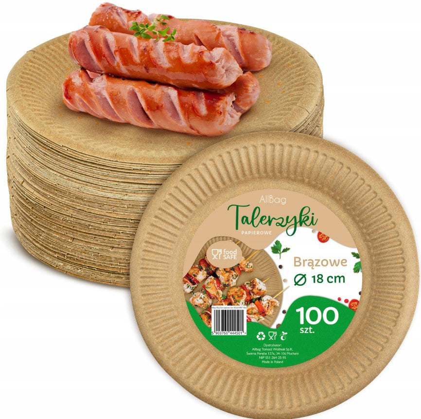 Ecological paper plates 18cm - 100 pieces ECO