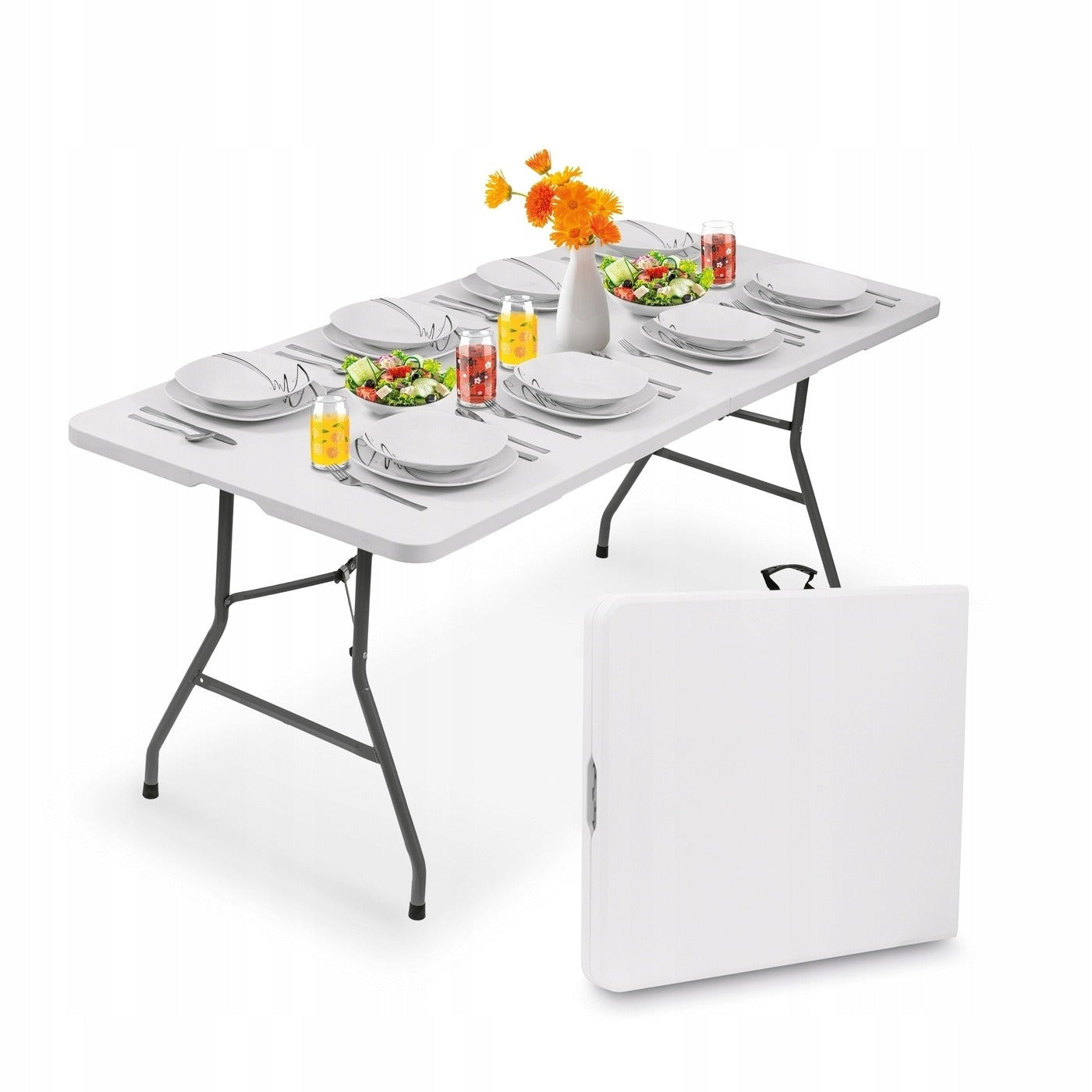 Stół cateringowy składany 180x70 cm - STÓŁ TURYSTYCZNY OGRODOWY ROZKŁADANY WALIZKA BANKIETOWY NA IMPREZY CAMPING I GRILL