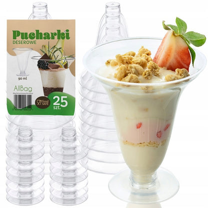 Pucharki deserowe na nóżce 90ml na przekąski wielorazowe 12szt szt.