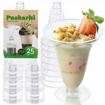 Pucharki deserowe na nóżce 90ml na przekąski wielorazowe 12szt szt.