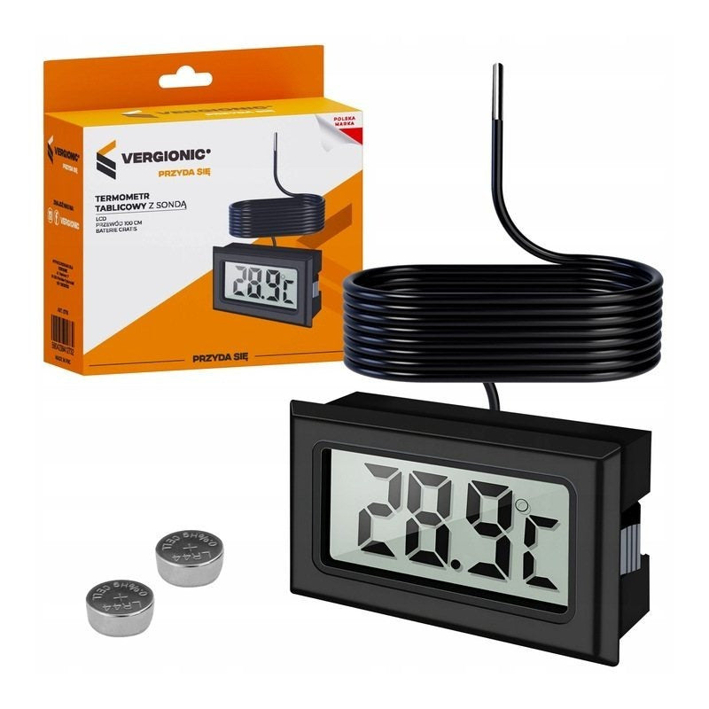 Termometr cyfrowy LCD z sondą - zakres -50°C do +110°C - uniwersalna tablica pomiarowa