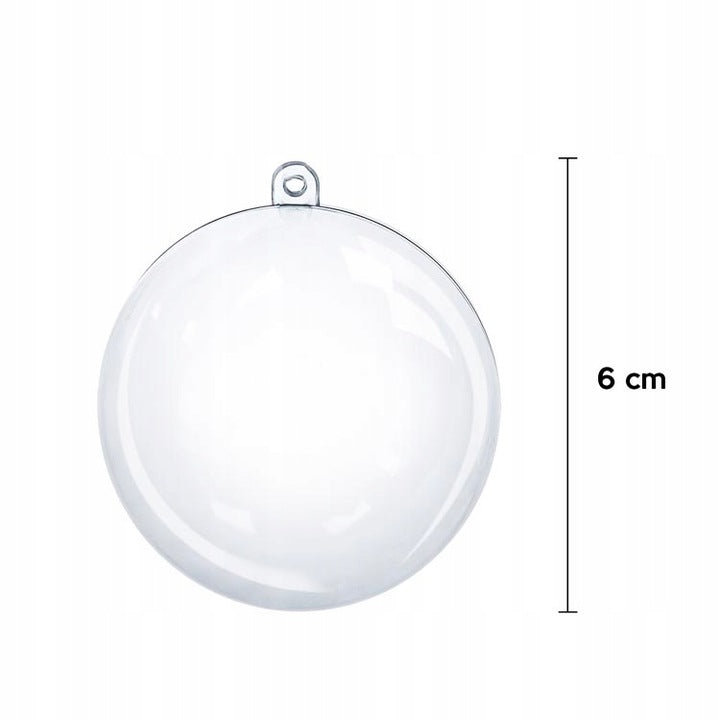Akrylowe Bombki przezroczyste KULA 6cm do otwierania 5szt