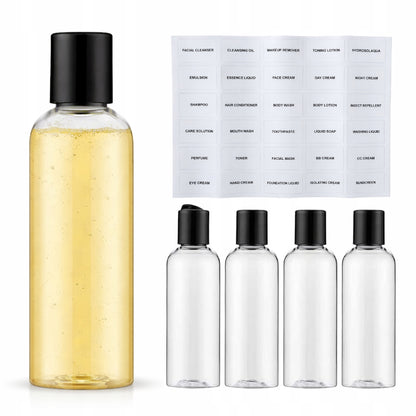 Butelki podróżne 100ml 5 szt - POJEMNIKI NA KOSMETYKI DO SAMOLOTU, BAGAŻU, ZESTAW TRAVEL