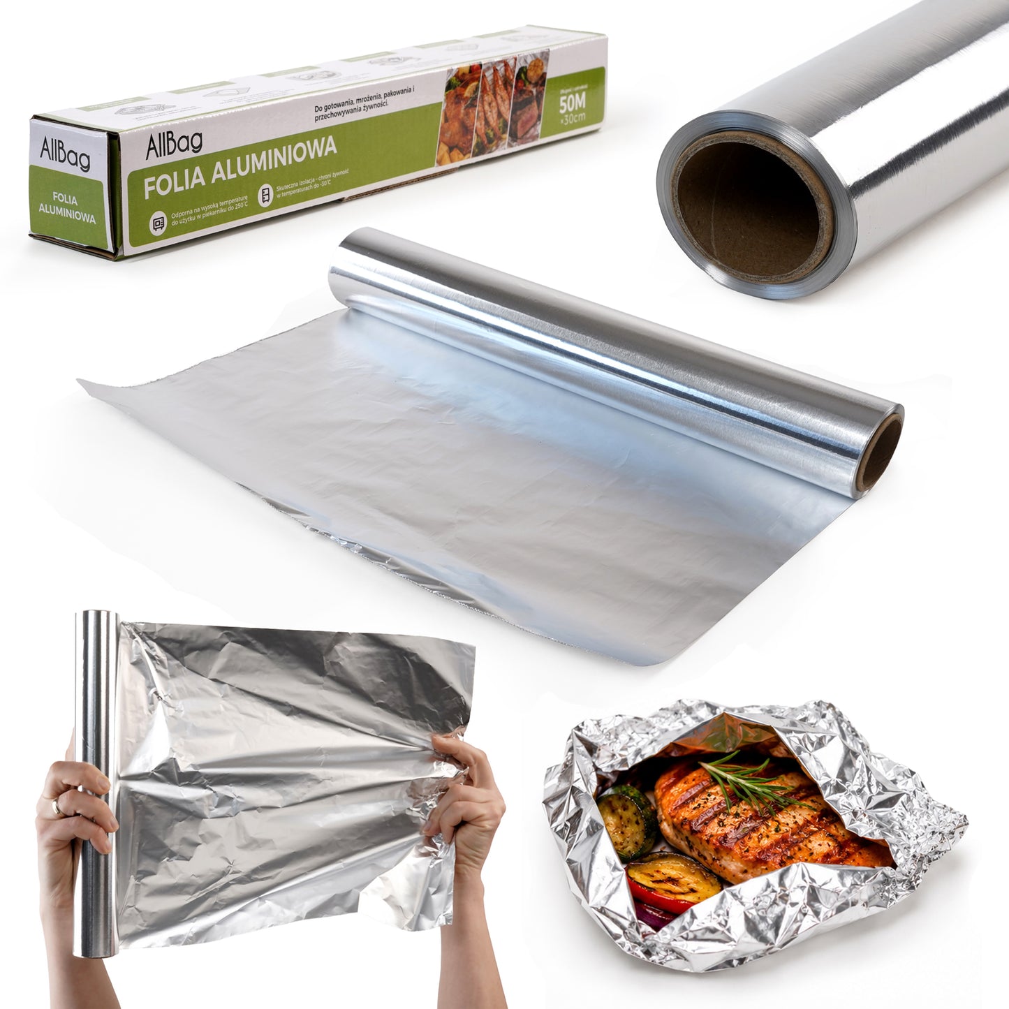 Folia aluminiowa GRUBA GASTRONOMICZNA 50m DŁUGA