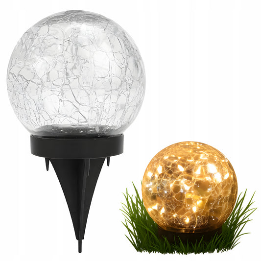 Lampka solarna LED kula wbijana - ZEWNĘTRZNA DEKORACJA OGRODU CIEPŁE ŚWIATŁO CRACKLE
