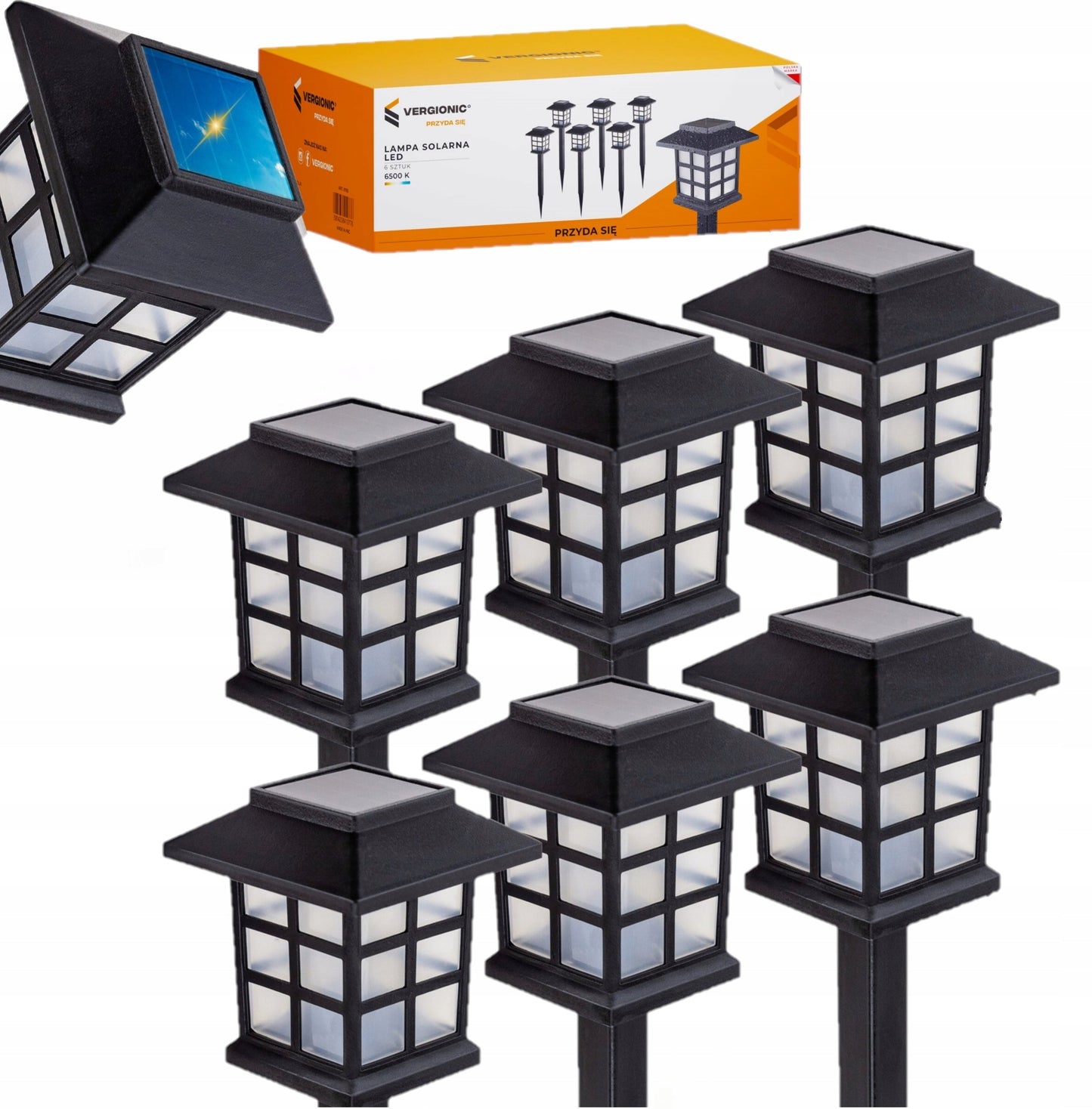 Lampion Solarny LED Ogrodowy Domek 6 szt