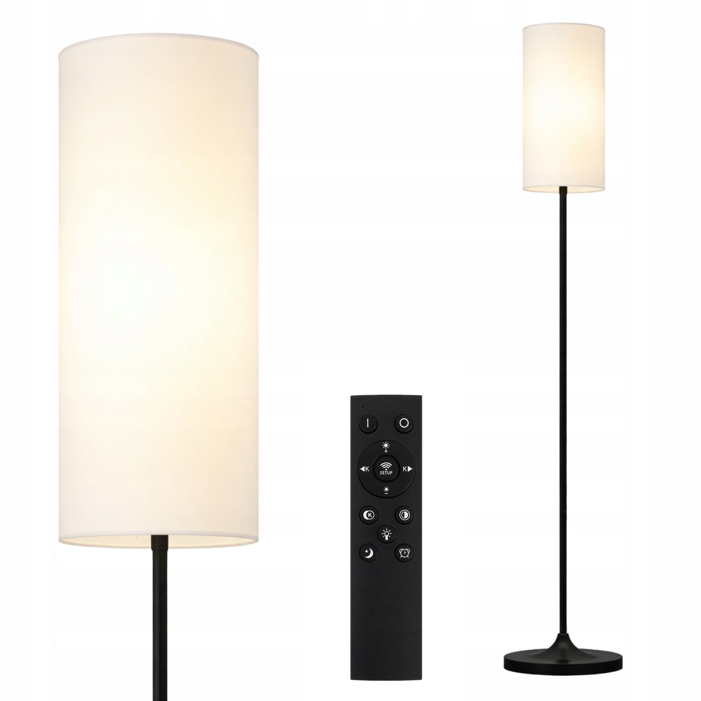 Lampa podłogowa LED stojąca 175 cm czarna z pilotem - NOWOCZESNA LAMPKA DO SALONU SYPIALNI I CZYTANIA Z REGULACJĄ ŚWIATŁA