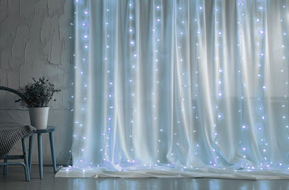 Duża kurtyna świetlna 300 LED girlanda zimny biały 12m