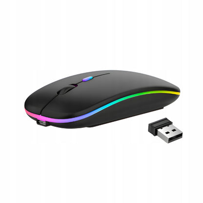 Mysz bezprzewodowa RGB LED Bluetooth czarna - GAMINGOWA PRO WIRELESS AKUMULATOROWA USB DO LAPTOPA PC