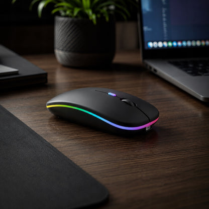 Mysz bezprzewodowa RGB LED Bluetooth czarna - GAMINGOWA PRO WIRELESS AKUMULATOROWA USB DO LAPTOPA PC