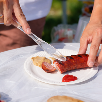 Plastikowe noże wielorazowe 50 szt mocne grube - SZTUĆCE PLASTIKOWE TRANSPARENTNE PREMIUM IMPREZA CATERING GRILL PRZYJĘCIE EVENT
