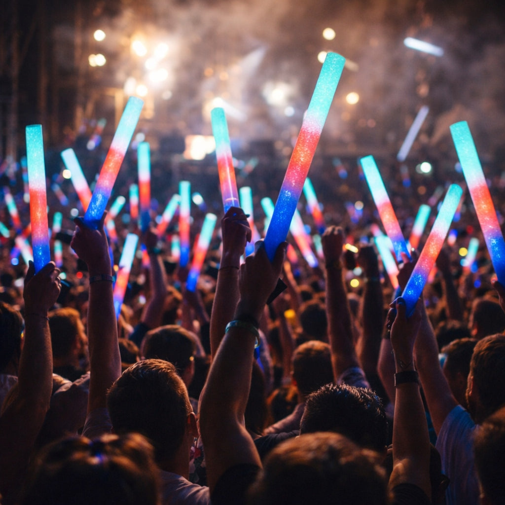 Pałki piankowe LED świecące 5 szt - PAŁKA ŚWIETLNA NA IMPREZĘ WESELE ŚLUB URODZINY DLA DZIECI RGB PARTY EVENT