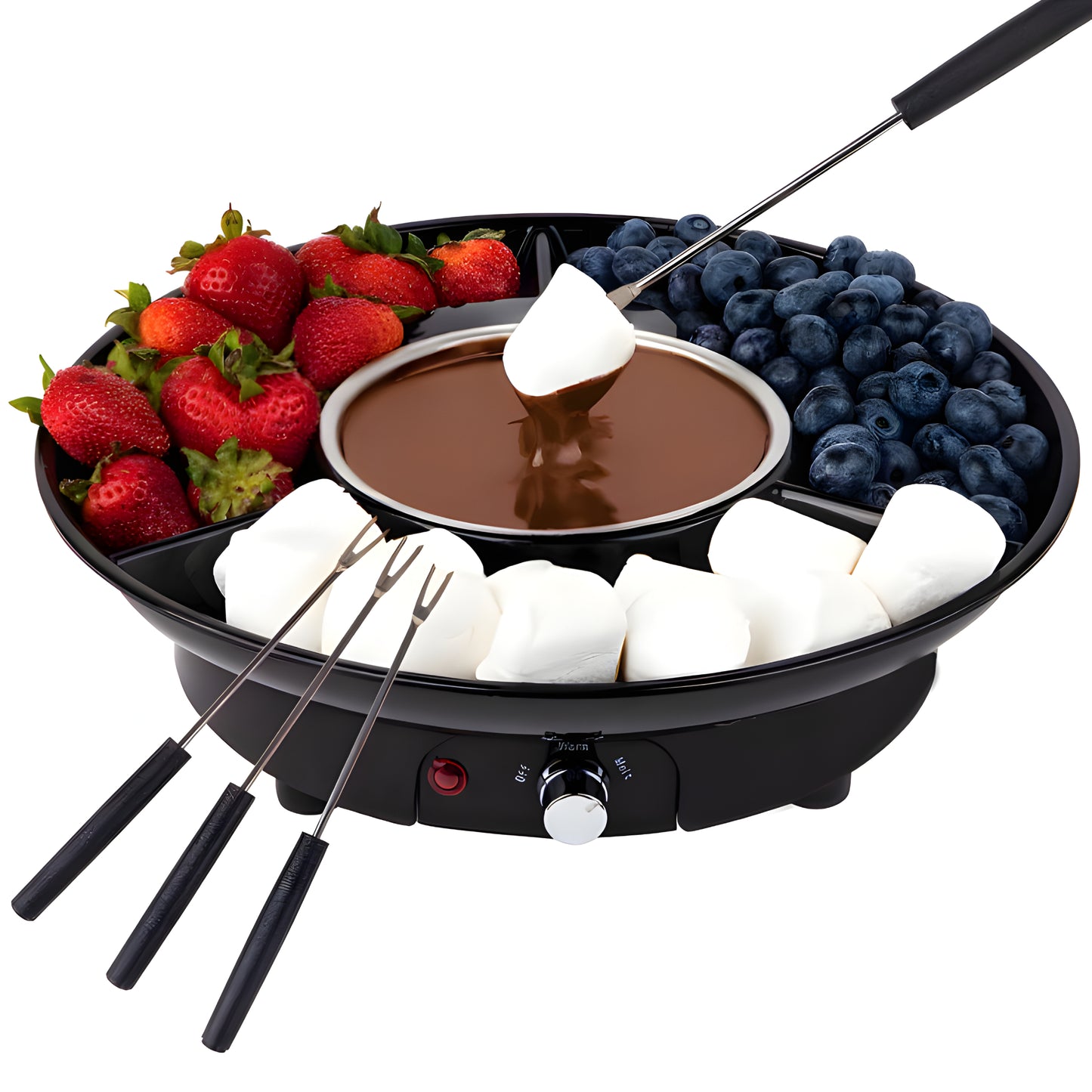Podgrzewacz do topienia czekolady fondue - ELEKTRYCZNY ZESTAW Z REGULACJĄ TEMPERATURY