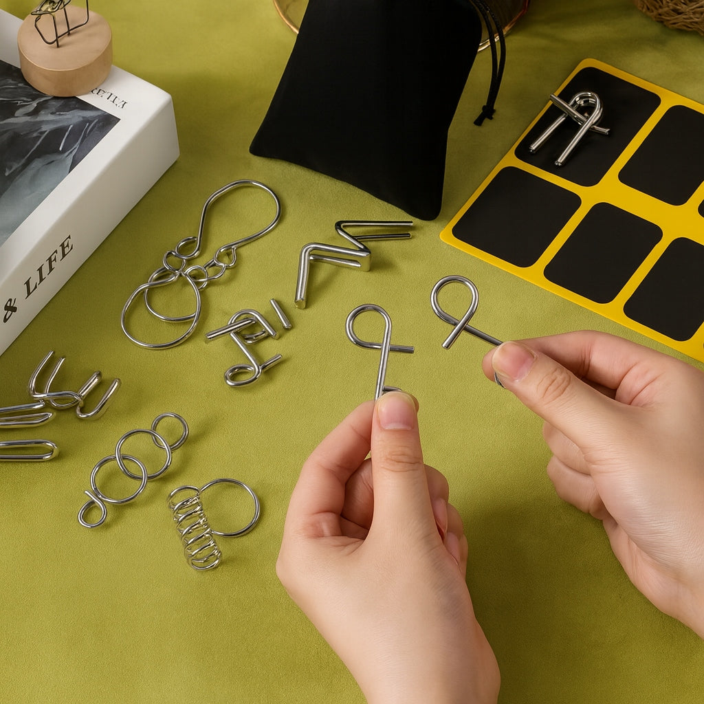 Metalowe puzzle, układanka, haczyki - łamigłówka zagadka logiczna