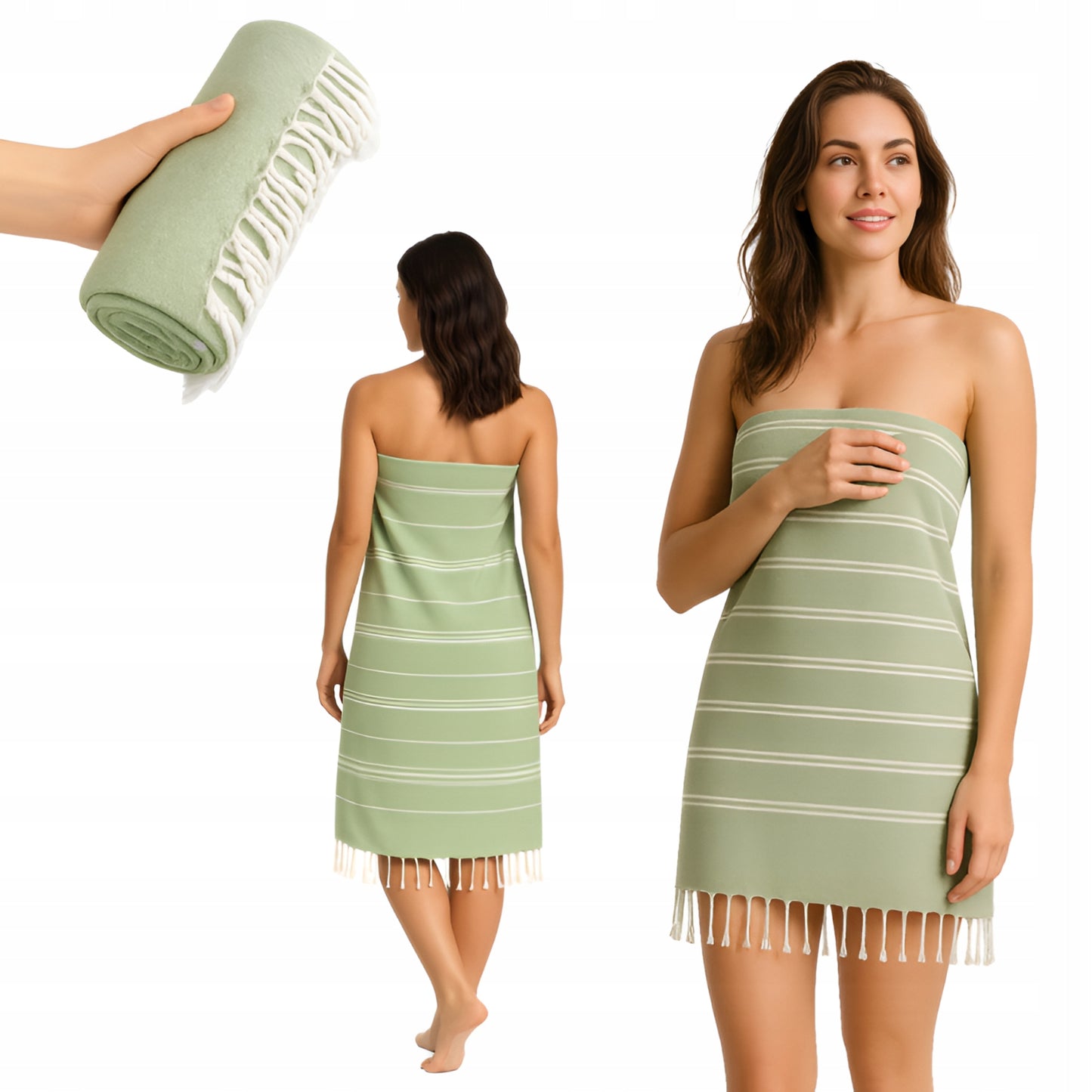 Ręcznik HAMMAM SPA - ręcznik do sauny, na basen, plażowy - ZIELONY
