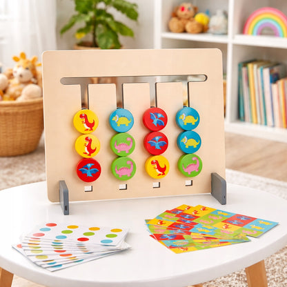 Układanka logiczna drewniana dla dzieci - GRA EDUKACYJNA PUZZLE ŁAMIGŁÓWKA SORTER KOLORÓW I WZORÓW ROZWÓJ LOGIKI MONTESSORI