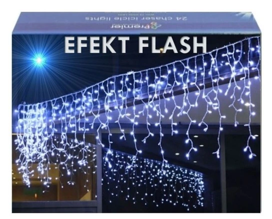 Duża kurtyna świetlna 300 LED girlanda zimny biały 12m