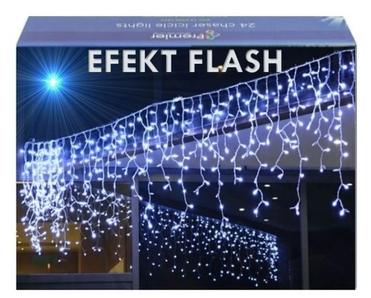 Duża kurtyna świetlna 300 LED girlanda zimny biały 12m