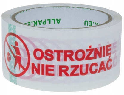 Taśma PAKOWA klejąca "OSTROŻNIE NIE RZUCAĆ"