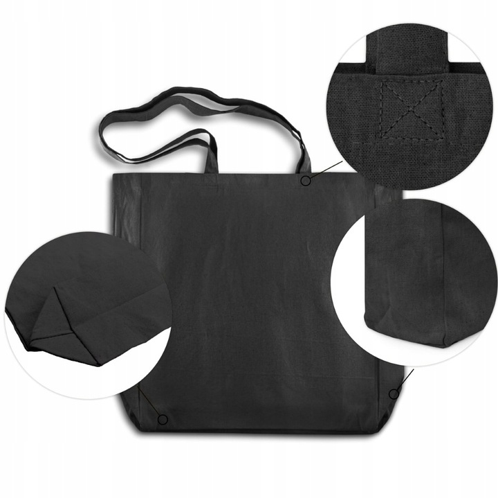 Torba bawełniana BARDZO POJEMNA 38cmx8cmx8cmx42cm CZARNA 220g ECO