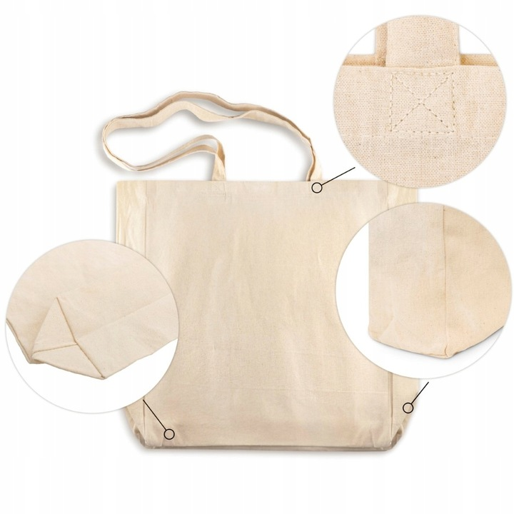 Torba bawełniana na zakupy BARDZO POJEMNA  38cmx8cmx8cmx42 cm ECRU 220g ECO