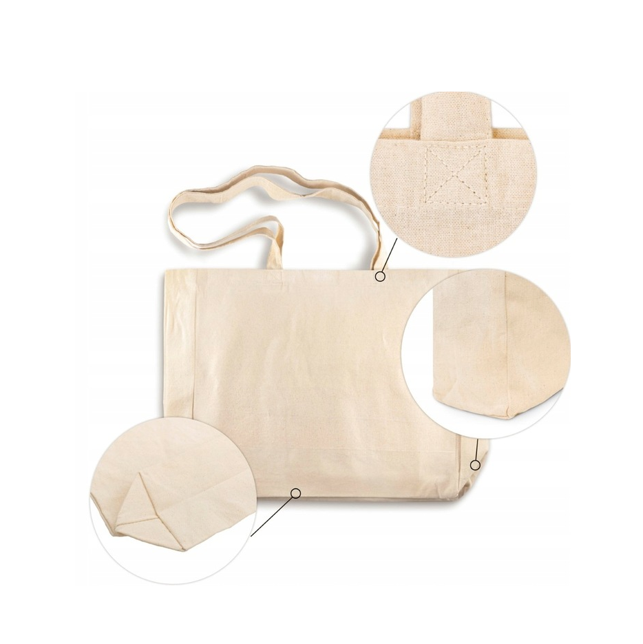 Torba bawełniana na zakupy BARDZO DUŻA I POJEMNA  45x12x35cm ECRU 280g ECO