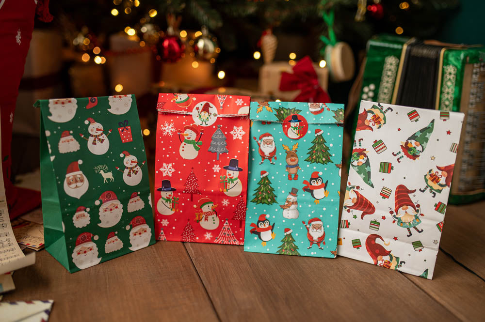 Christmas Paper Gift Bags - 240x130x80mm - SET #13 - SMALL SIZE