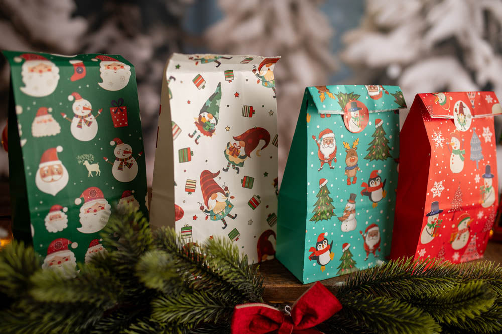 Christmas Paper Gift Bags - 240x130x80mm - SET #13 - SMALL SIZE