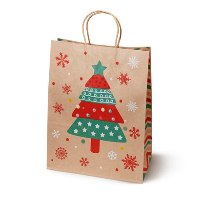 Papierowa torba świąteczna na prezenty - 330x260x120mm - 4 wzory - ZESTAW #2 - DUŻY ROZMIAR