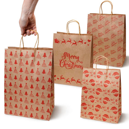 Christmas paper gift bags - 210x150x80mm - 4 patterns - SET #5 - SMALL SIZE