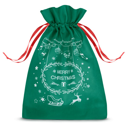 Świąteczny woreczek na prezenty "Merry Christmas" zielony