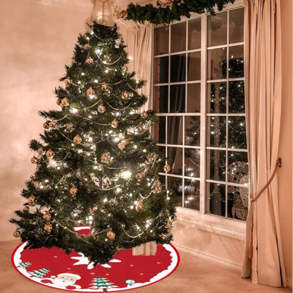 Round red Christmas tree rug