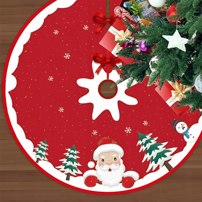 Round red Christmas tree rug