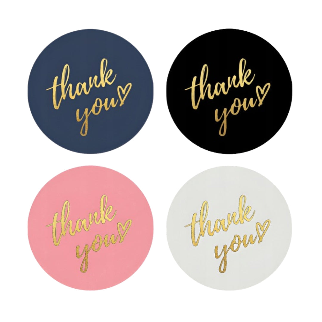 Naklejki na prezenty, upominki, pudełka - NALEPKI ŚWIĄTECZNE - "THANK YOU" - RÓŻNE KOLORY