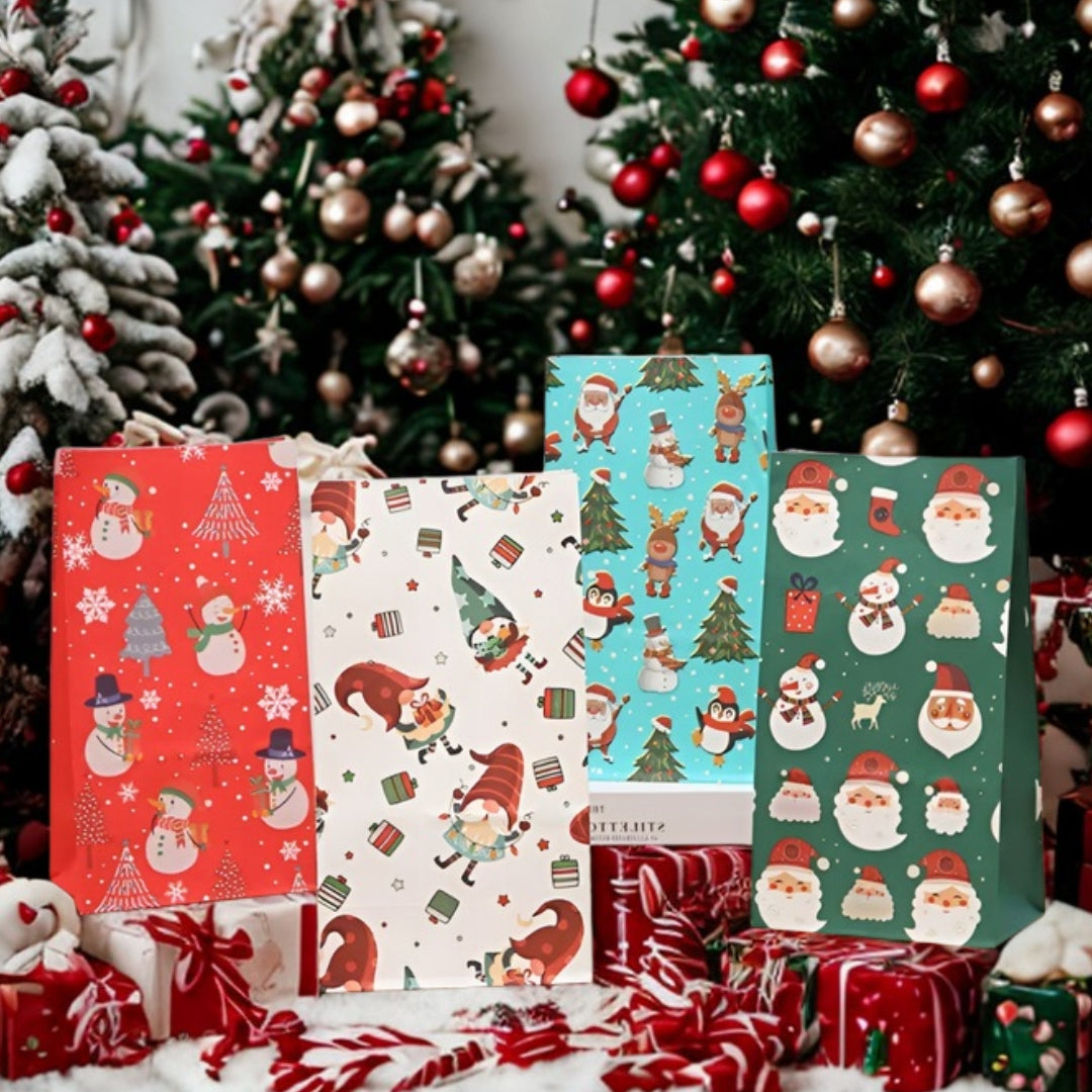 Christmas Paper Gift Bags - 240x130x80mm - SET #13 - SMALL SIZE