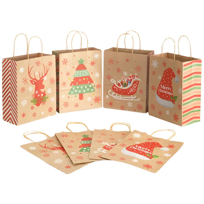 Papierowa torba świąteczna na prezenty - 330x260x120mm - 4 wzory - ZESTAW #2 - DUŻY ROZMIAR
