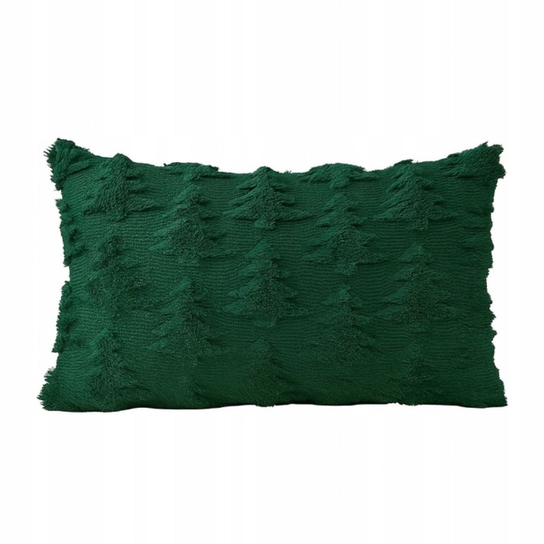 Świąteczna poduszka  50x 30cm - zielona w tłoczone choinki - GADŻET ŚWIĄTECZNY