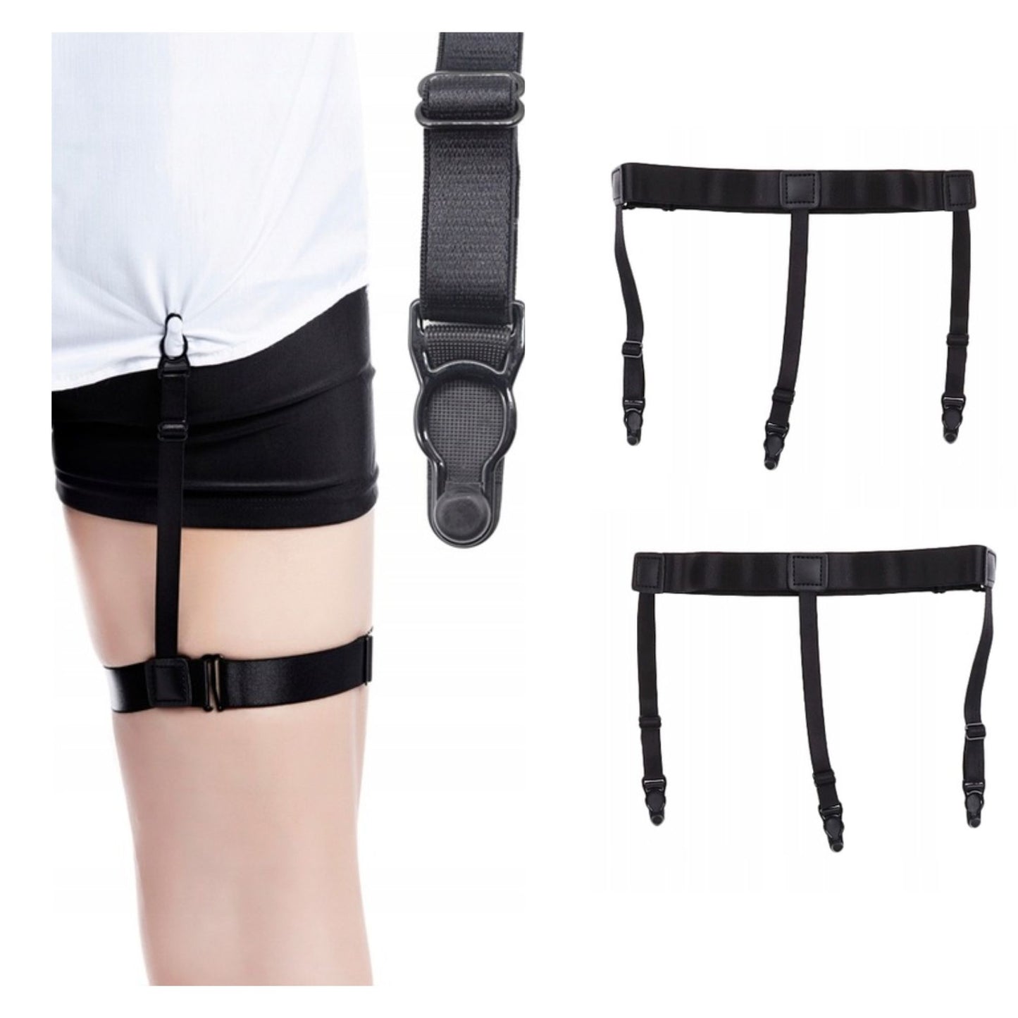 Szelki trzymające koszulę w spodniach, regulowane paski unisex do formalnych stylizacji – b2b allbag
