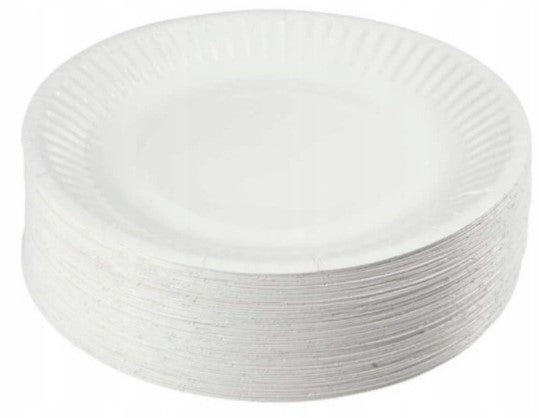 Talerz papierowy biały 15 cm, zestaw 100 sztuk, idealne na grilla, imprezy i catering