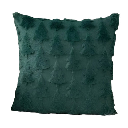 Świąteczna poduszka - zielona w tłoczone choinki  45x45cm- GADŻET ŚWIĄTECZNY