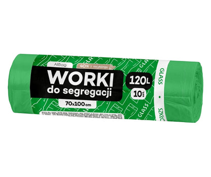 Worki na śmieci 120L zielone ALLBAG